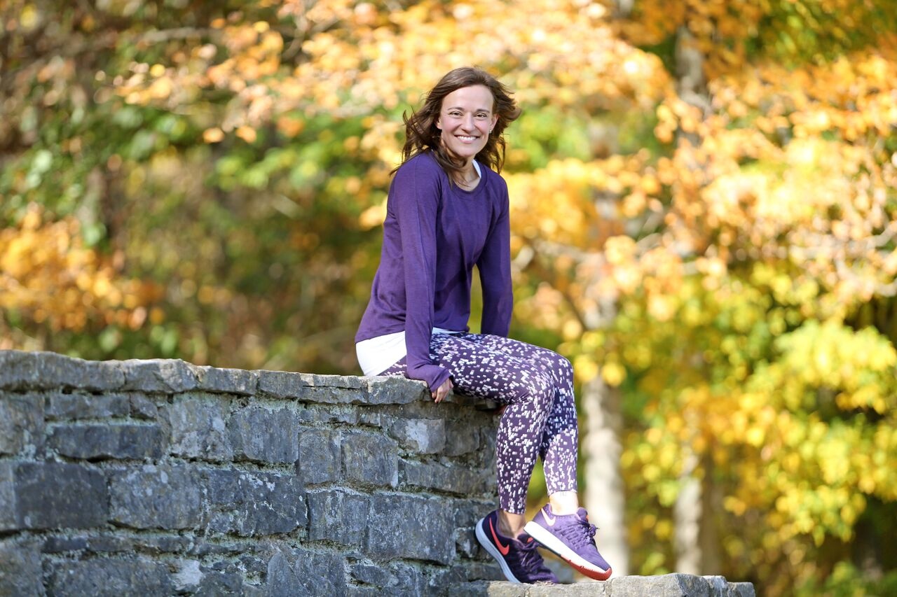 Layering tanks and jackets moderate the bold print in this look.