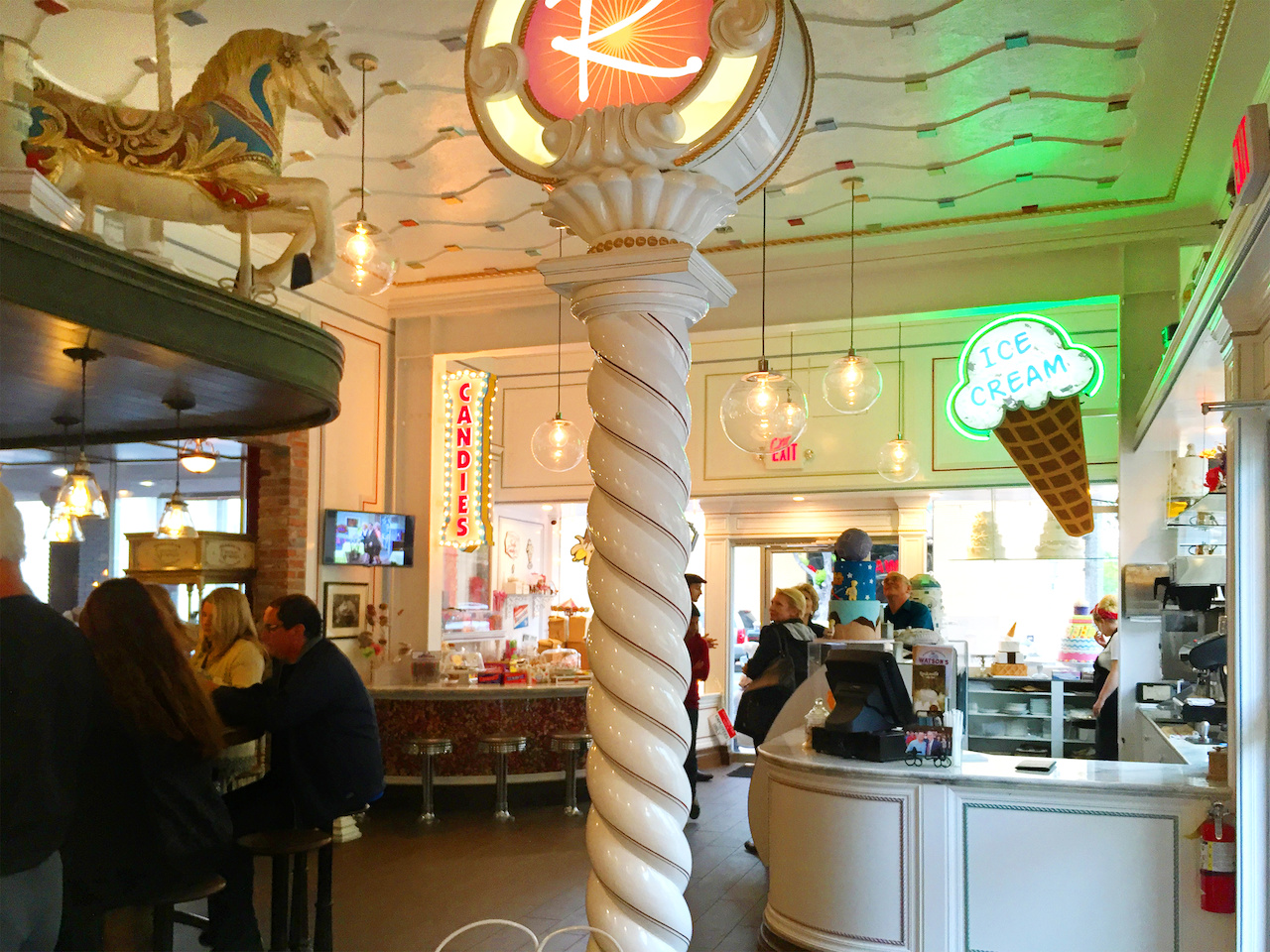 and flows into Rockwell's a bakery and candy store in the adjacent space. and flows into Rockwell's a bakery and candy store in the adjacent space.