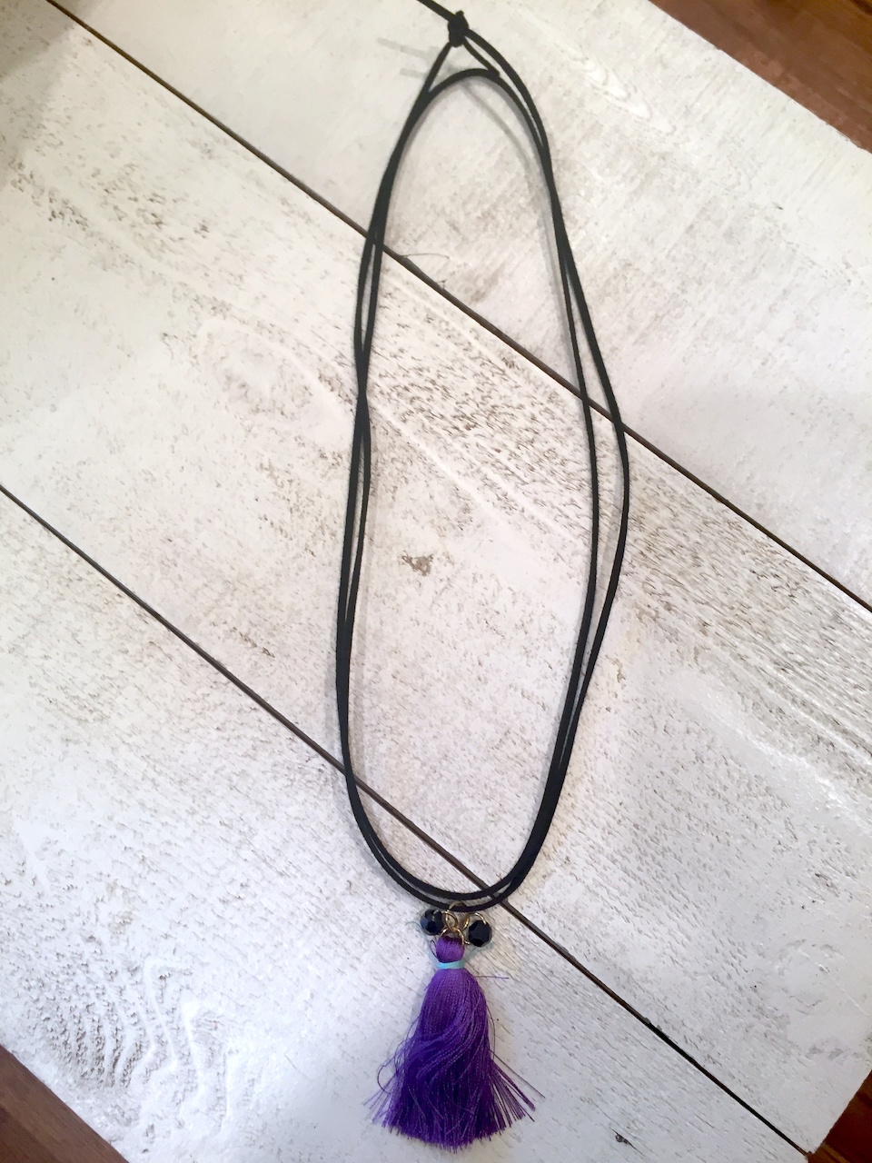 Suede and tassel necklace, $10 from More Therapy Suede and tassel necklace, $10 from More Therapy