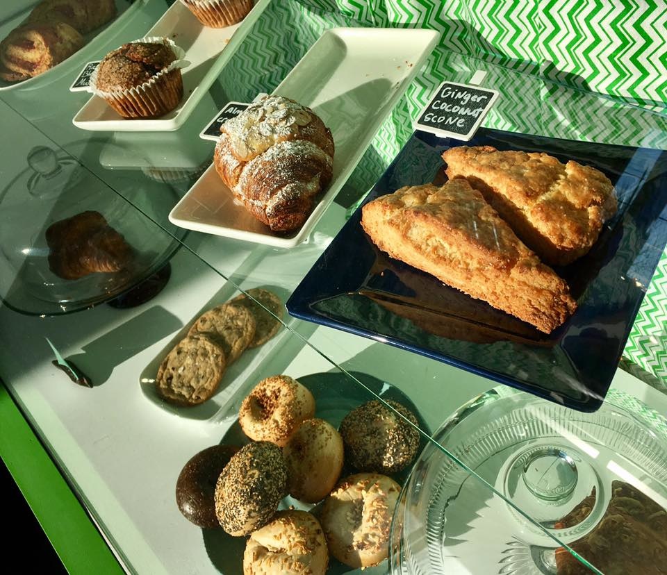 Bean offers a rotating selection of locally-sourced pastries and other baked goods. Bean offers a rotating selection of locally-sourced pastries and other baked goods.