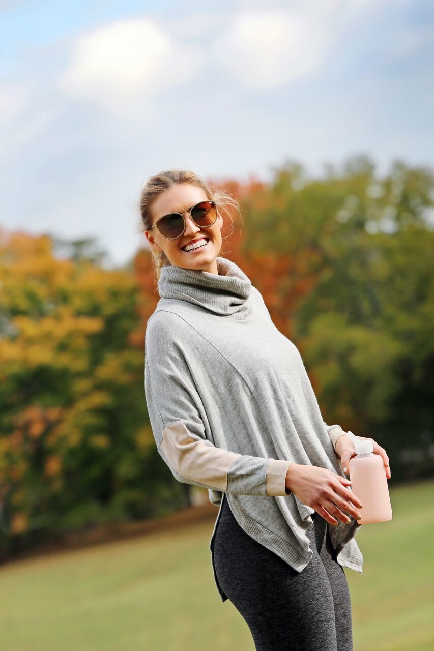 Boost your groutfit game with heathered leggings and a chic sweater.