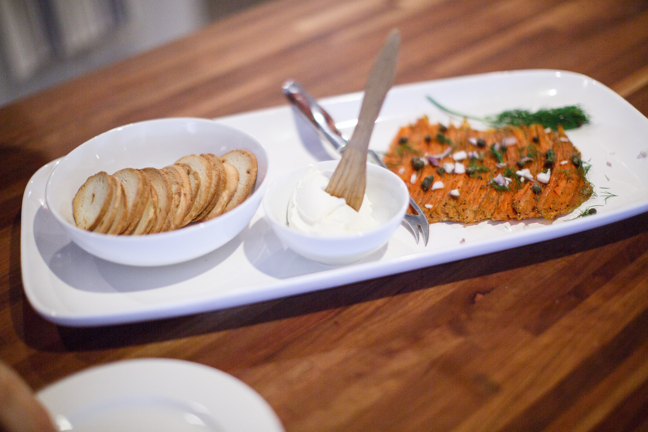 Justin made us smoked carrots with capers and onions - his take on smoked salmon. Delish! Justin made us smoked carrots with capers and onions - his take on smoked salmon. Delish!
