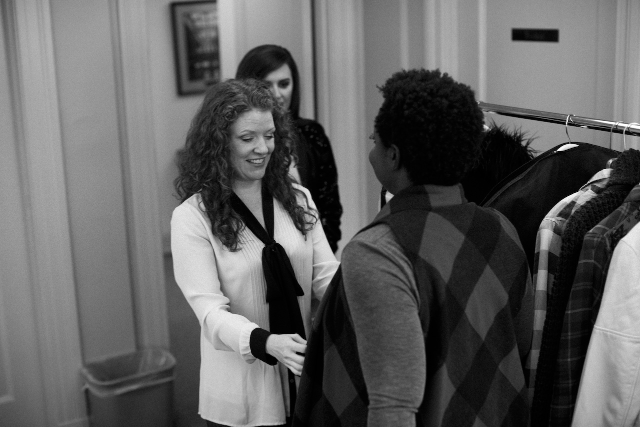 Wardrobe Stylist Jamie Yarborough of Style by Jamie Lea helps Andria Lewis get ready for her closeup at the Junior League of Memphis. Wardrobe Stylist Jamie Yarborough of Style by Jamie Lea helps Andria Lewis get ready for her closeup at the Junior League of Memphis.
