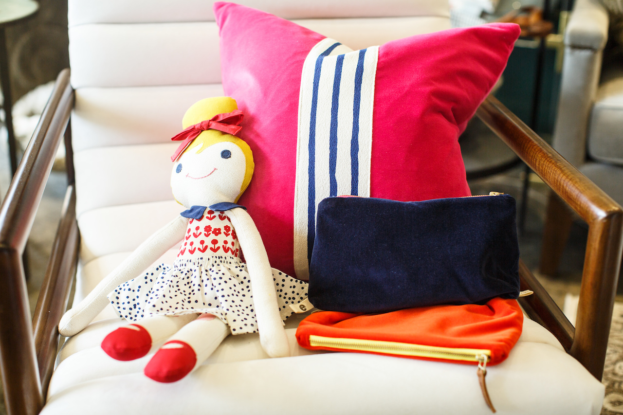 Pillows $122 and up; clutches $52 and up and dolls $136, at Spruce. Pillows $122 and up; clutches $52 and up and dolls $136, at Spruce.