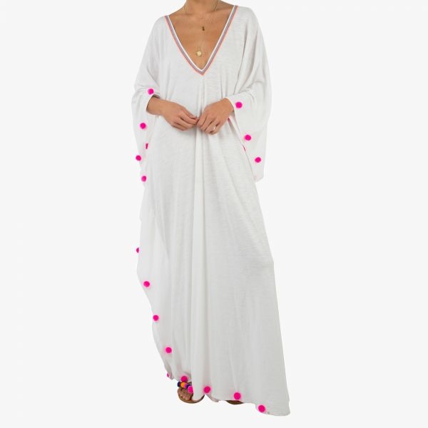 Pom poms make everything fun! styleblueprint atlanta september finds dear keaton pom pom caftan