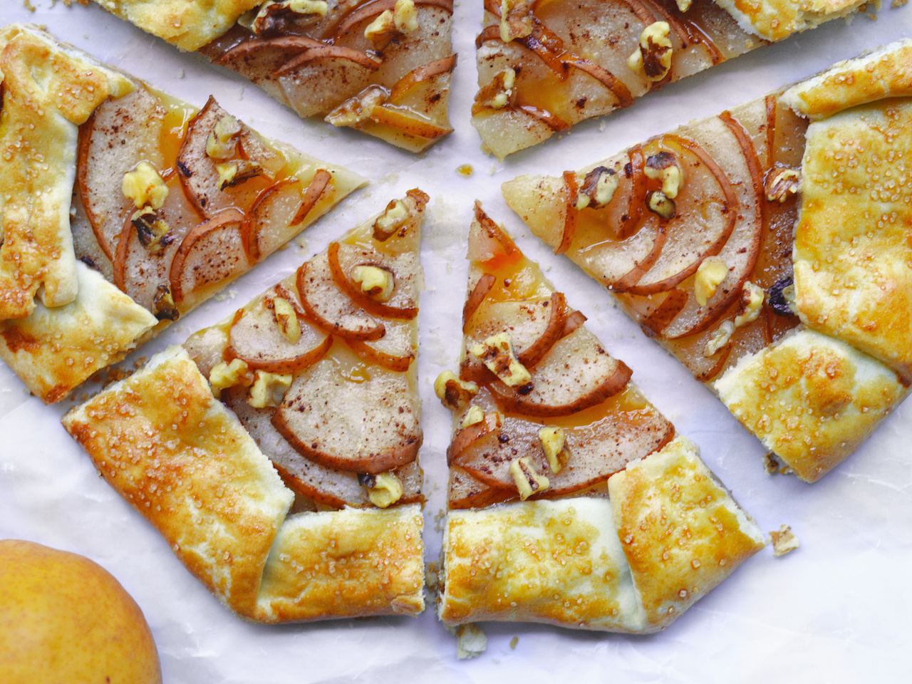 This pear-walnut galette is as beautiful as it is delicious. This pear-walnut galette is as beautiful as it is delicious.