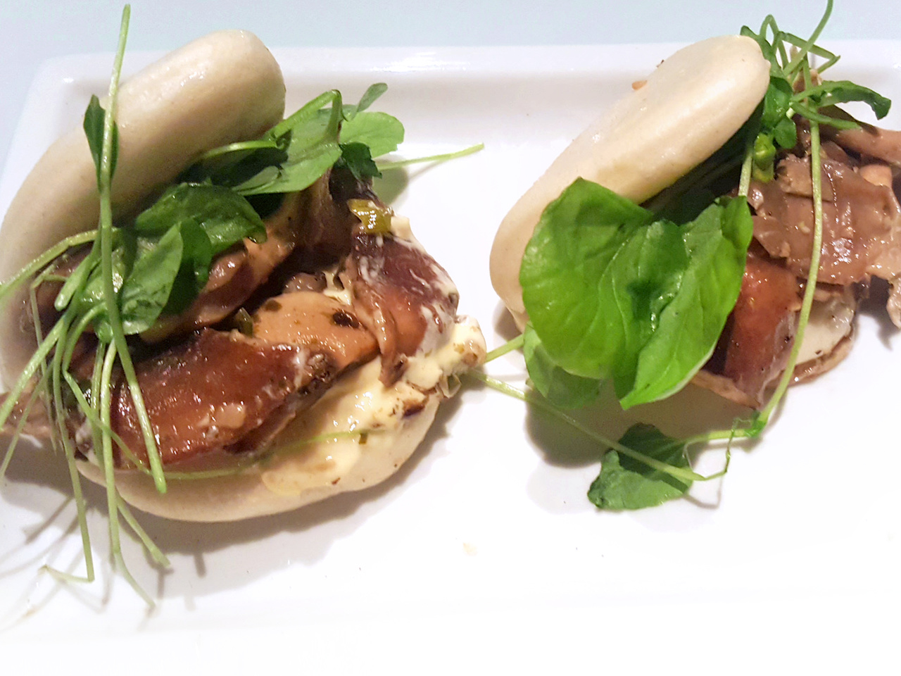 The mushroom buns feature oyster and Shiitake mushrooms, as well as garlic yuzu and aonori The mushroom buns feature oyster and Shiitake mushrooms, as well as garlic yuzu and aonori