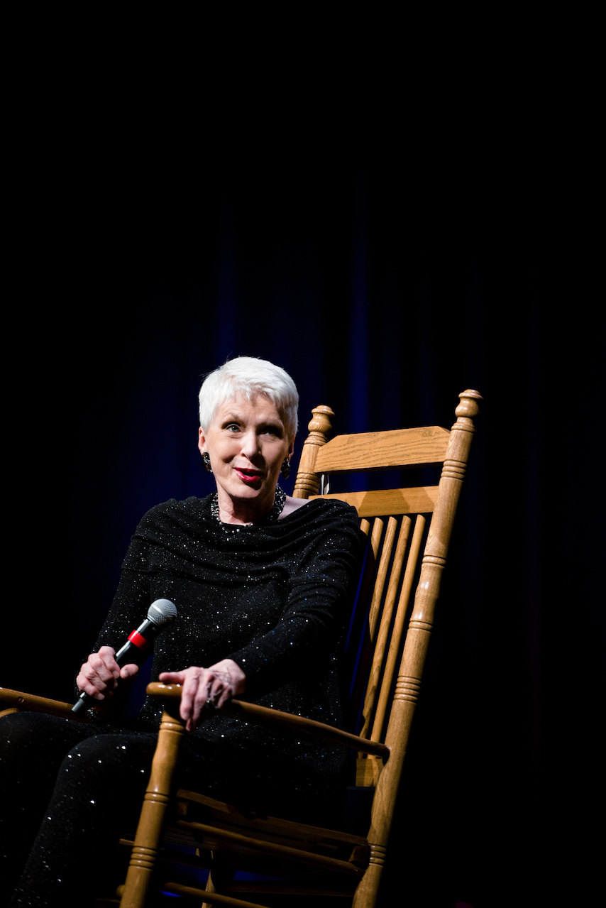 Jeanne, pictured here in her Cracker Barrel rocking chair, while on stage in Charlotte, NC ©2016 Piper Warlick Photography Jeanne, pictured here in her Cracker Barrel rocking chair, while on stage in Charlotte, NC ©2016 Piper Warlick Photography