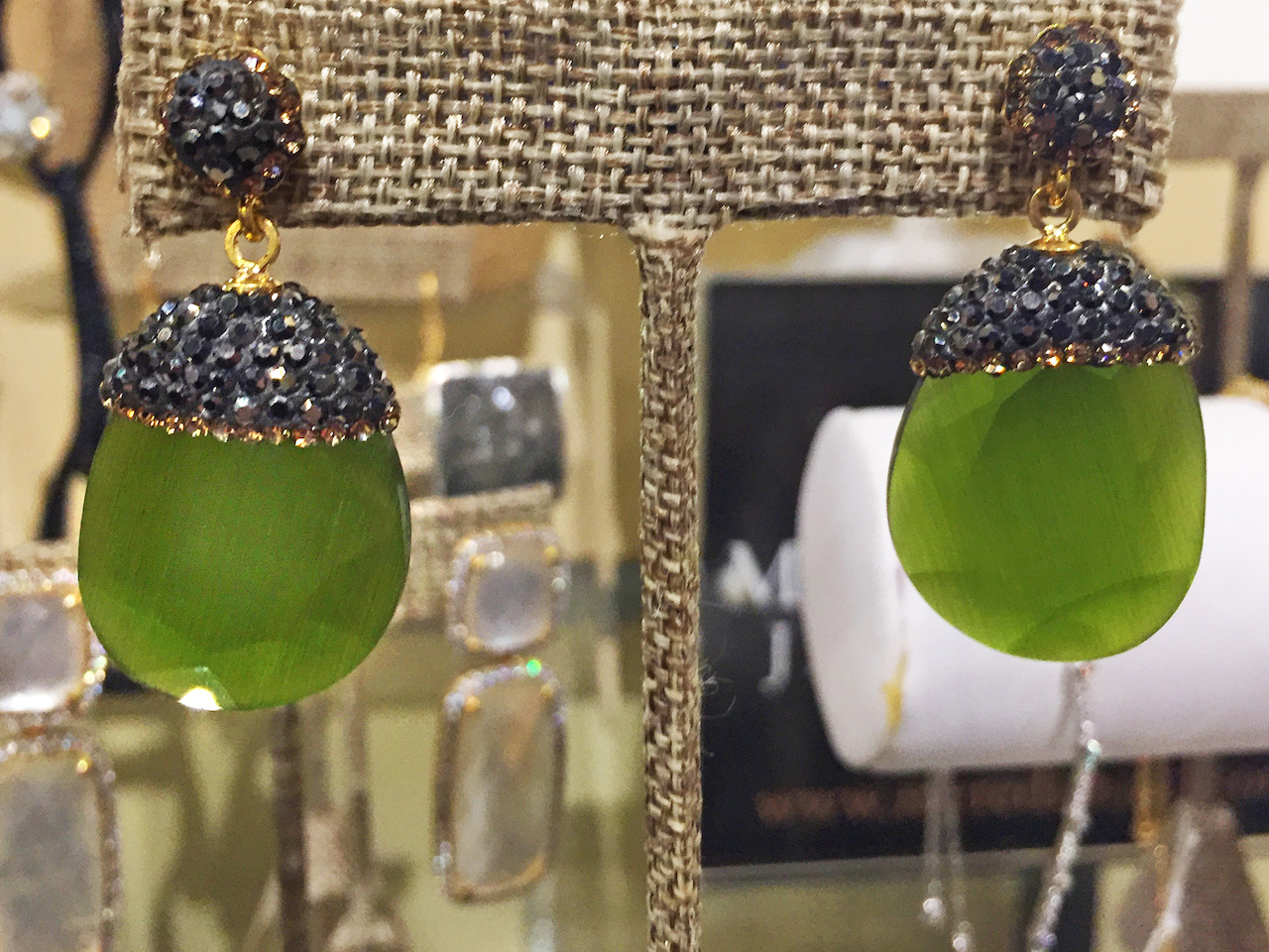Green drop earrings Meredith Jackson green drop earrings|styleblueprint.com