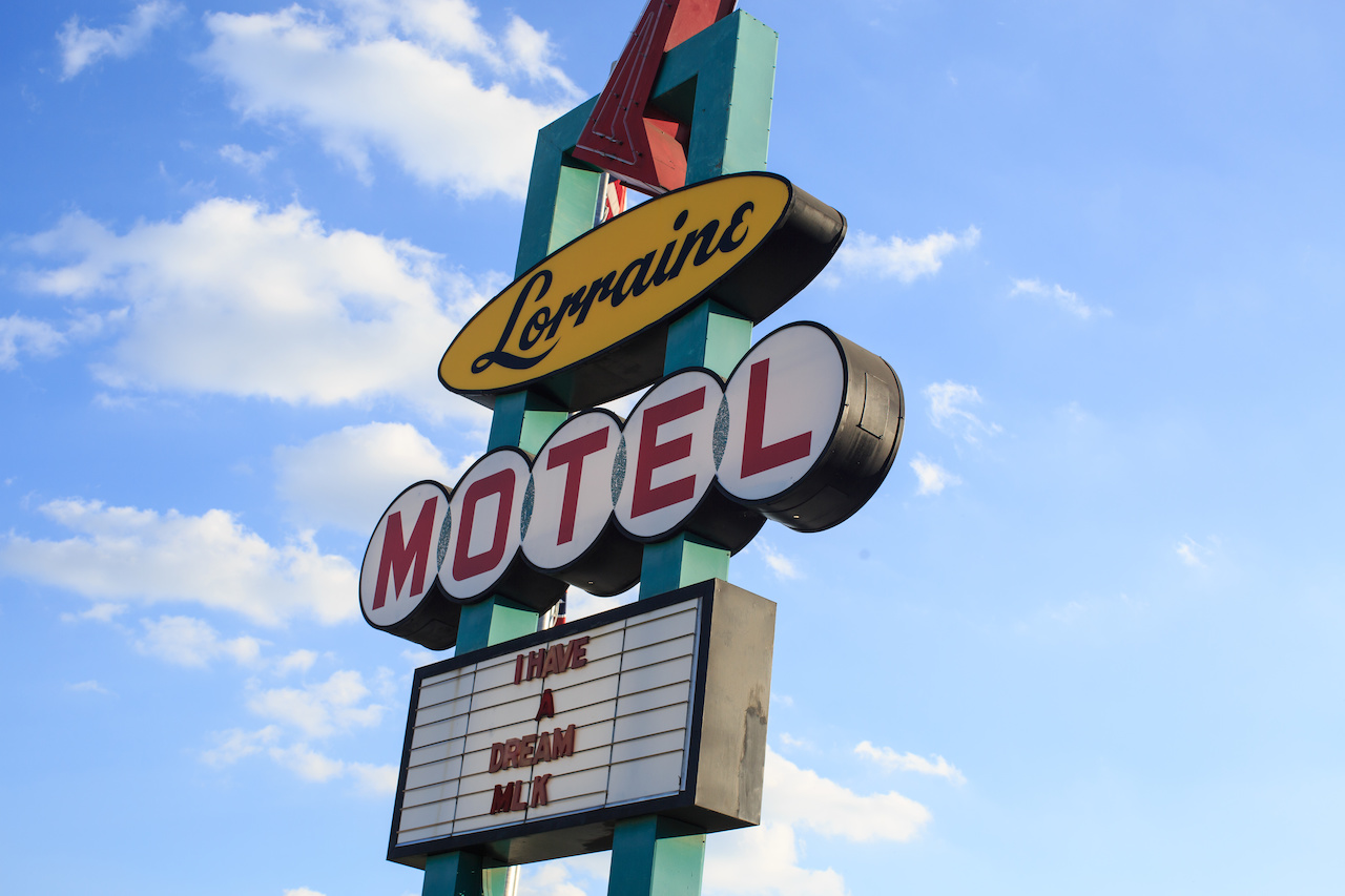 The iconic Lorraine Motel sign is a stark reminder of the of April 4, 1968 – the day Martin Luther King was gunned down on the hotel balcony. The hotel is the anchor of the museum. The iconic Lorraine Motel sign is a stark reminder of the of April 4, 1968 – the day Martin Luther King was gunned down on the hotel balcony. The hotel is the anchor of the museum.