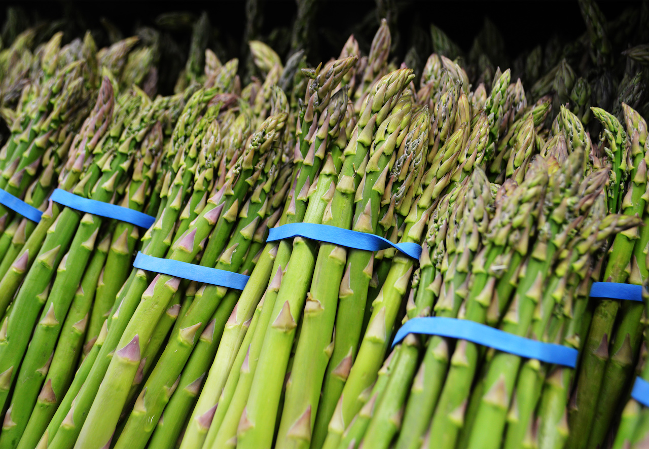 Lightly steam then chill fresh asparagus for pretty and delicious addition to the usual fresh vegetable tray. We found these beauties at Paul's. Lightly steam then chill fresh asparagus for pretty and delicious addition to the usual fresh vegetable tray. We found these beauties at Paul's.