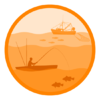 Cartoon representing both commercial and recreational fishing