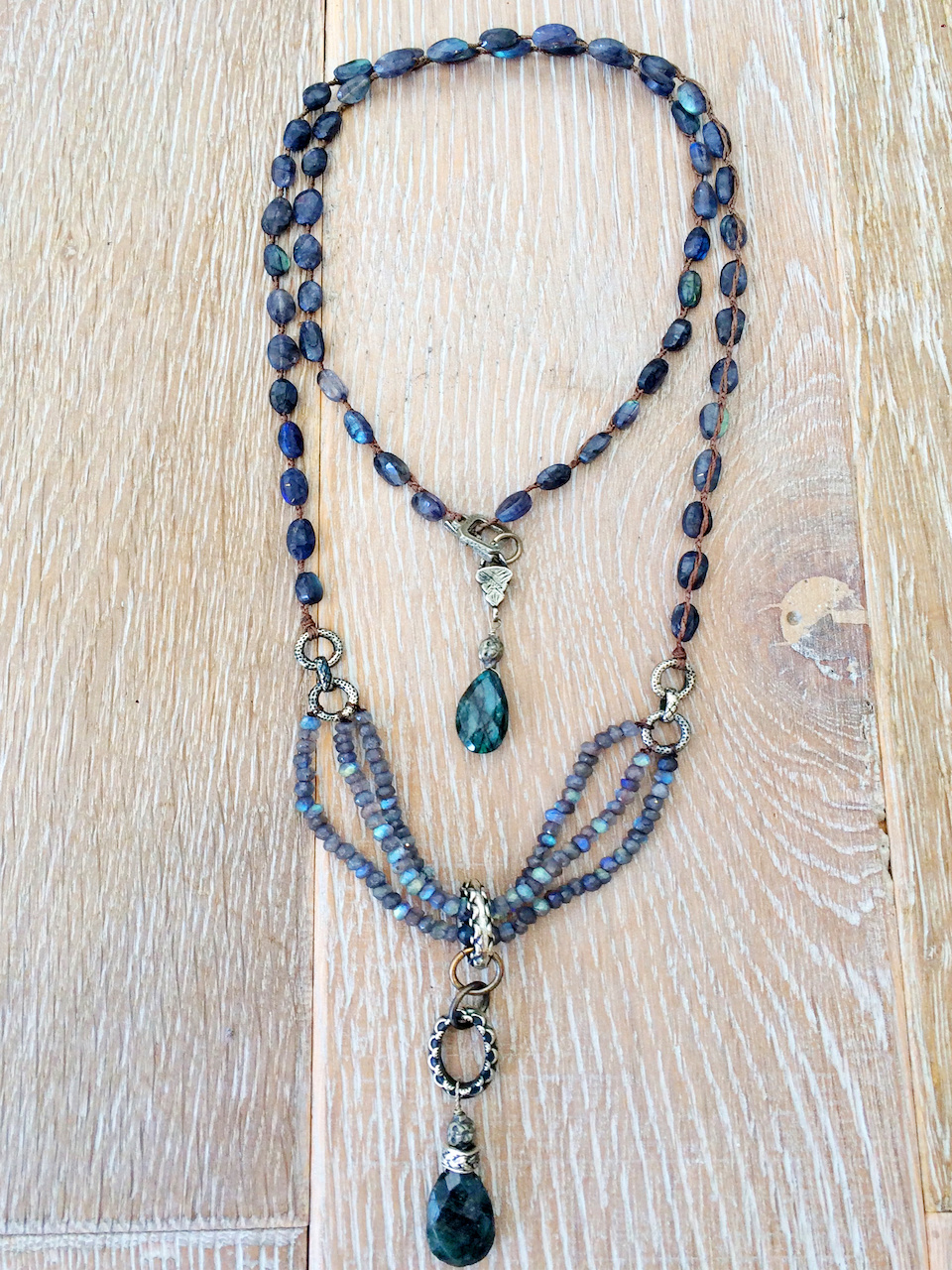 Blue pairs nicely with earth tones blue gemstone necklace StyleBlueprint Atlanta