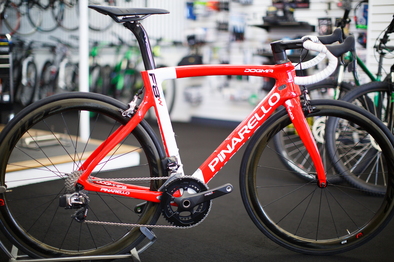 Pinarello Dogma F8 bike, $12,500 at Victory Bicycle Studio. Pinarello Dogma F8 bike, $12,500 at Victory Bicycle Studio