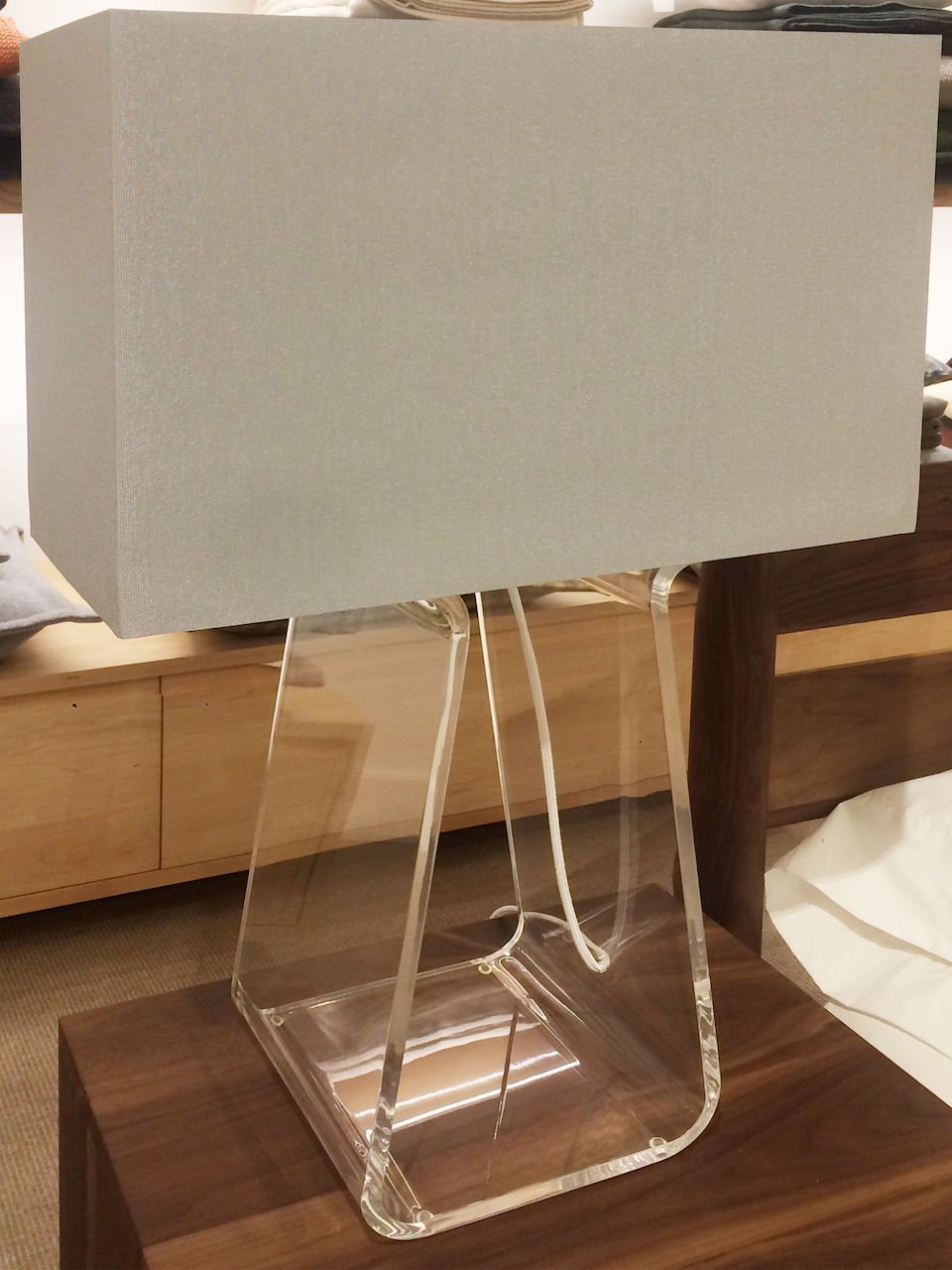 Modern lines with a cool edge Lucite lamp StyleBlueprint Atlanta
