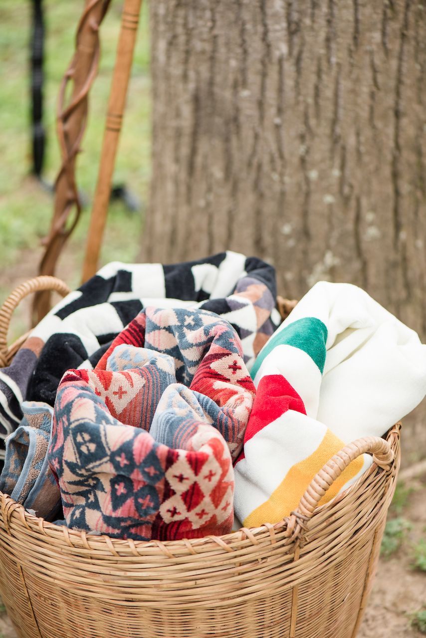 Find these Pendleton towels, $49.95 each, at Alabama Outdoors. Bring walking sticks if you are an avid hiker. And it never hurts to bring extra blankets and towels, especially if there's a swimming hole or waterfall nearby!