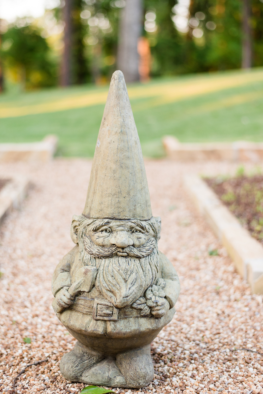 A garden gnome keeps watch over the premises. A garden gnome keeps watch over the premises.