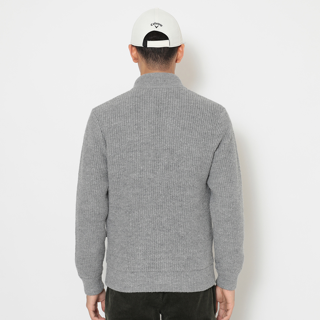 裏地付き畦編みフルジップニット ※4Lサイズあり (MENS)