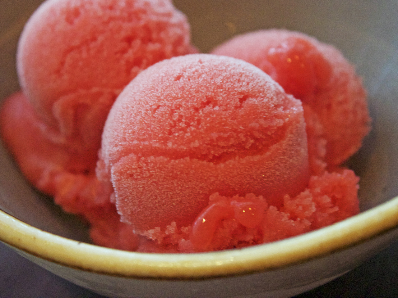 Strawberry sorbet is housemade here La Chasse