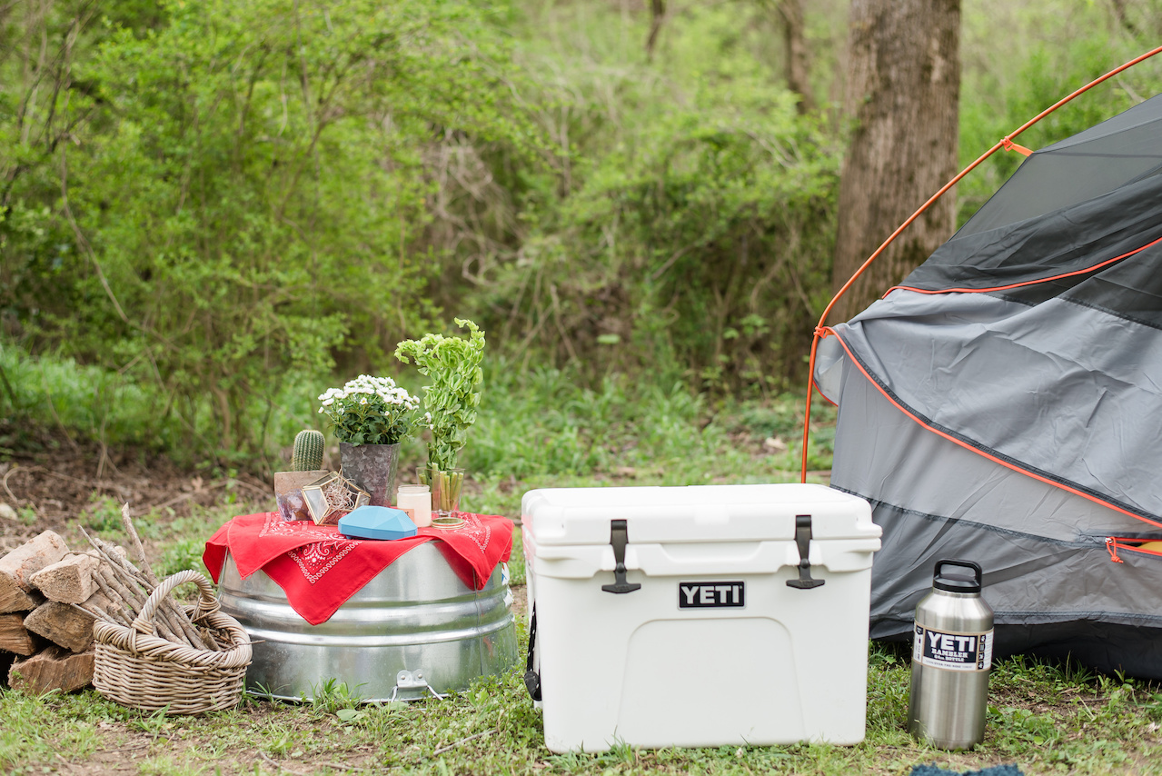 Find the YETI Tundra 35: $299.99; YETI Rambler Insulated Bottle (64 oz.), $89.99; and Outdoor Tech Turtle Shell 2.0 Wireless Speaker, $79.95 at Alabama Outdoors. A YETI Cooler and Rambler will keep things luxuriously cool and fresh, and this electric blue wireless speaker will keep your glampsite feeling relaxed and fun with great tunes. Find the YETI Tundra 35: $299.99; YETI Rambler Insulated Bottle (64 oz.), $89.99; and Outdoor Tech Turtle Shell 2.0 Wireless Speaker, $79.95 at Alabama Outdoors.