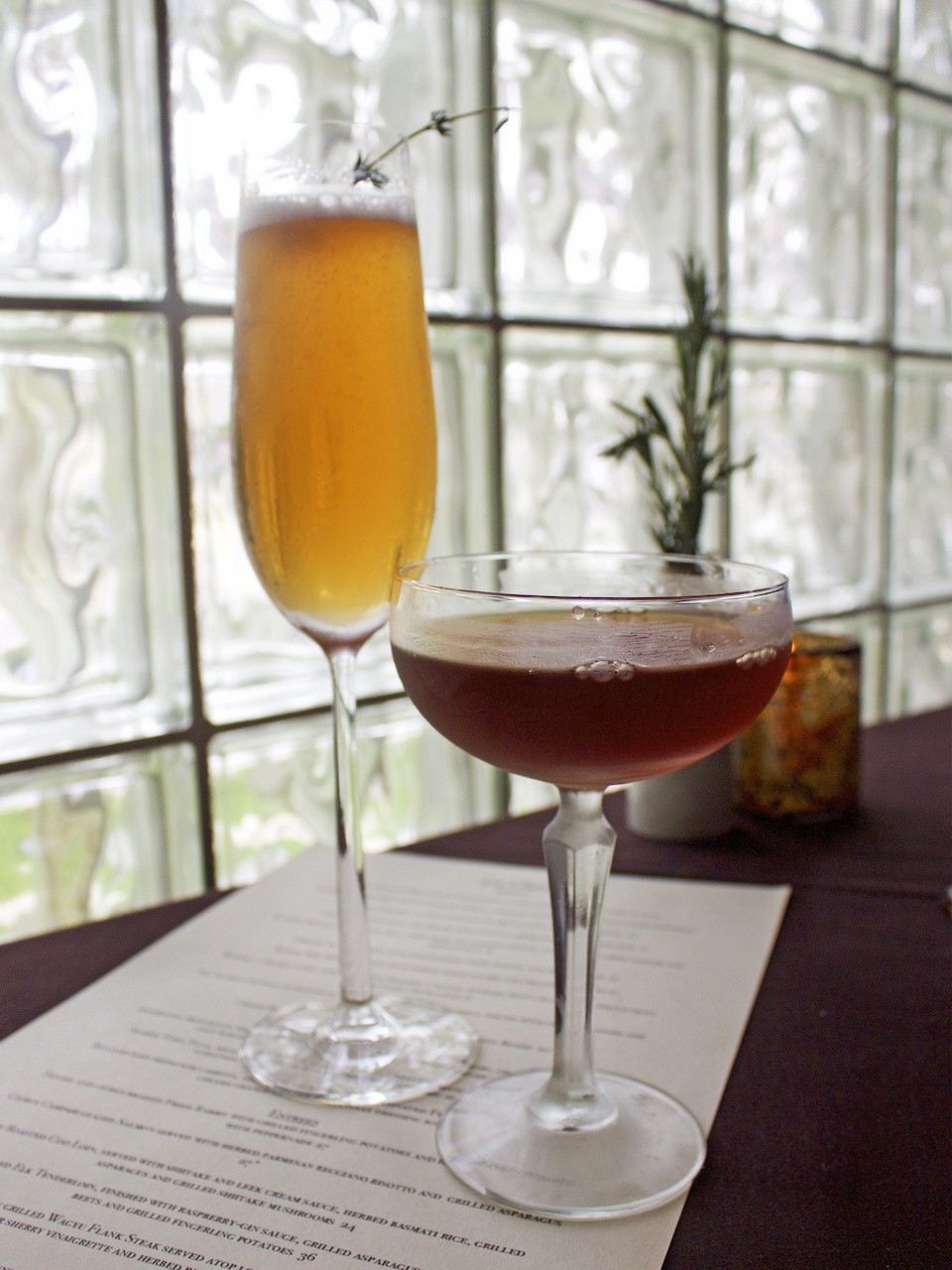 The Tin Roo and Double Oak Manhattan cocktails at La Chasse La Chasse