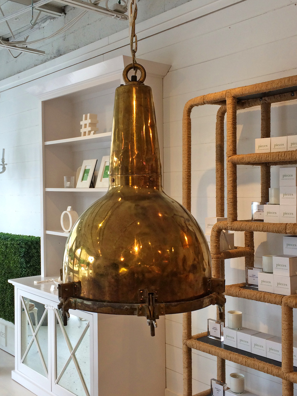 That's a statement lighting piece Brass pendant light StyleBlueprint Atlanta