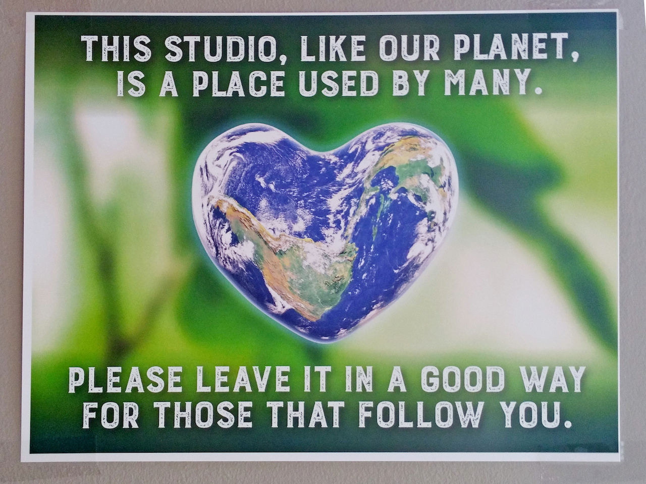 A friendly reminder on the wall of the yoga studio. A friendly reminder on the wall of the yoga studio.