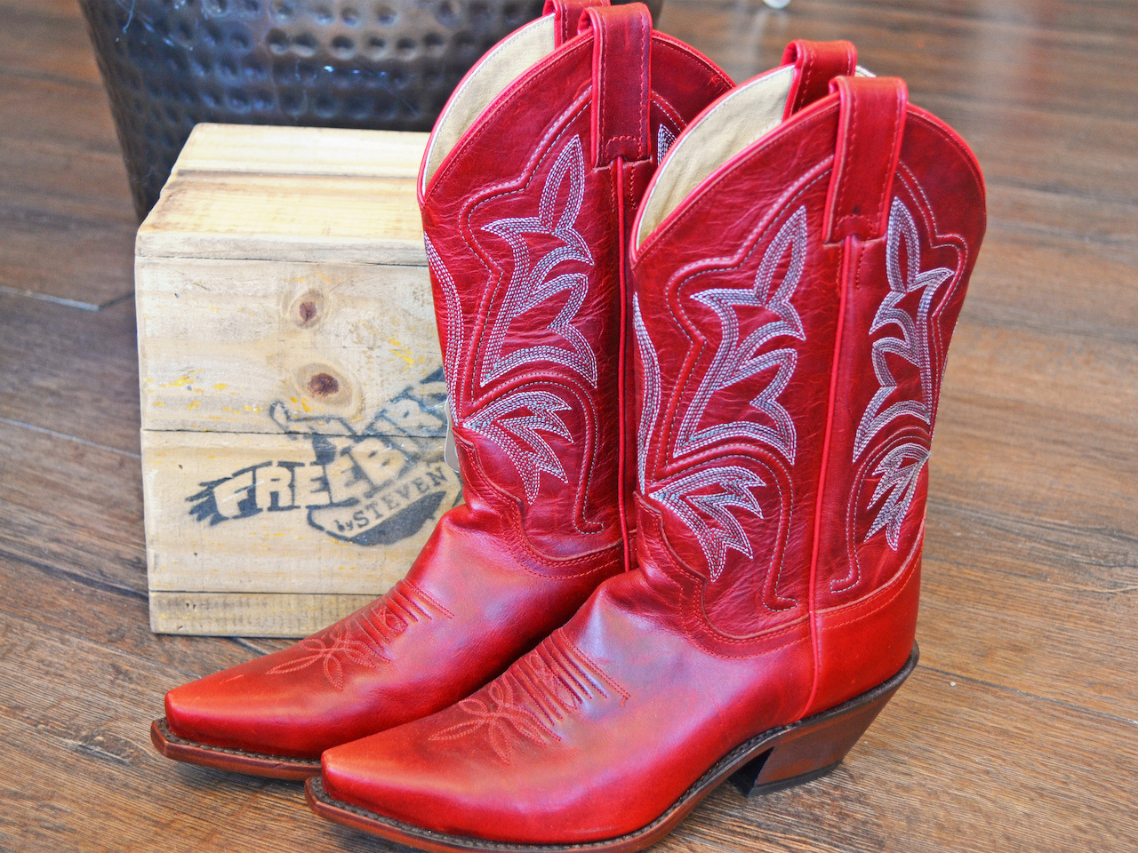 These can be worn year round. Red cowboy boots for Fourth of July