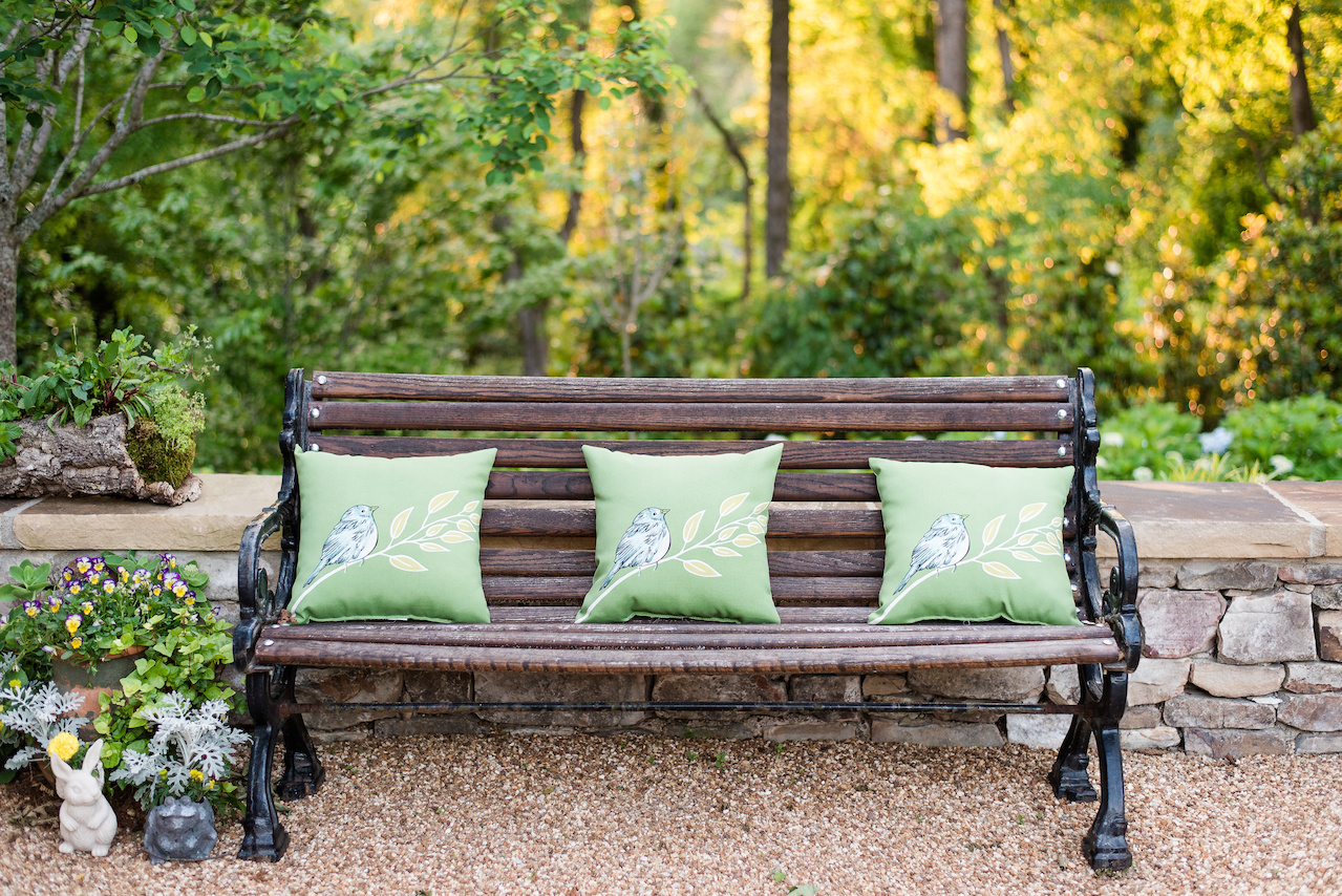This bench in the herb garden is the perfect spot to rest and breathe in the fresh rosemary and thyme. This bench in the herb garden is the perfect spot to rest and breathe in the fresh rosemary and thyme.