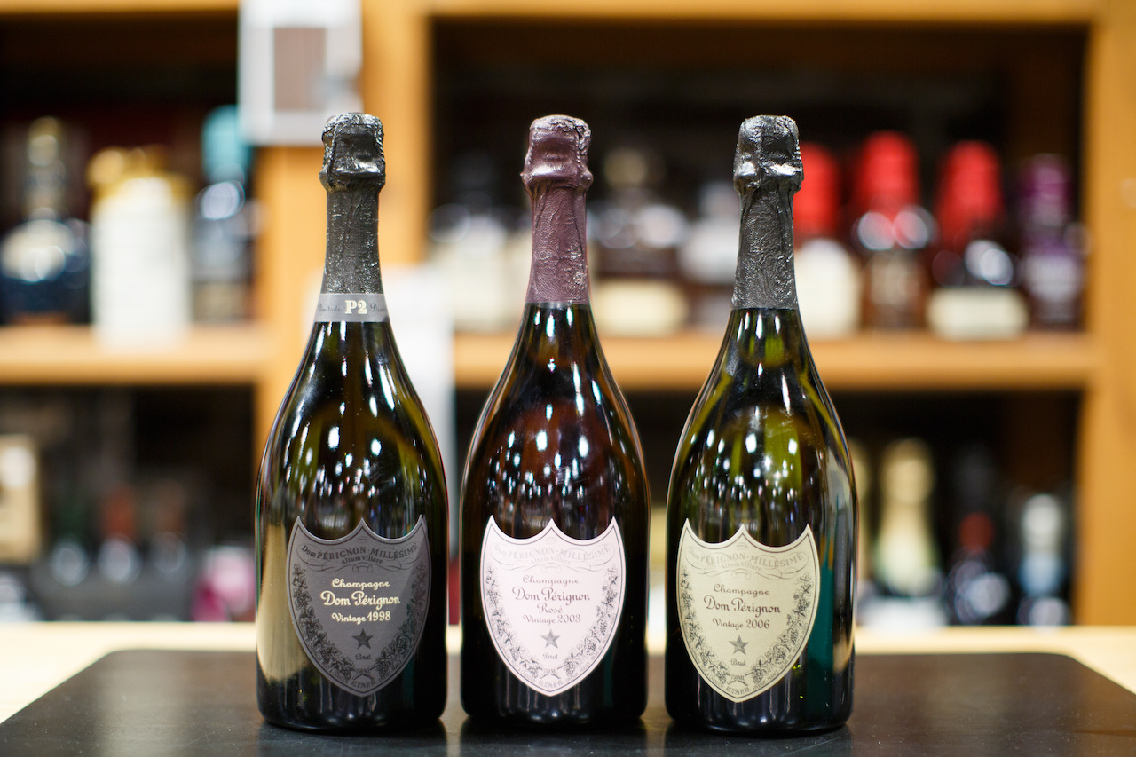 (L-R) DP P2 1998 Vintage, $399.99; DP Rose Vintage 2003, $429.99 and DP Vintage 2006, $249.99 from Wine Market. (L-R) DP P2 1998 Vintage, $399.99; DP Rose Vintage 2003, $429.99 and DP Vintage 2006, $249.99 from Wine Market.
