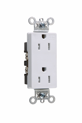 Tamper-Resistant Heavy Duty Decorator Spec Grade Receptacles, Back and Side Wire, 15A, 125V, White