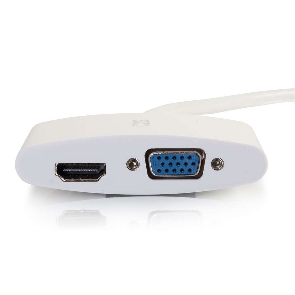 Mini DisplayPort Male to 4K HDMI or VGA Female Adapter Converter - White