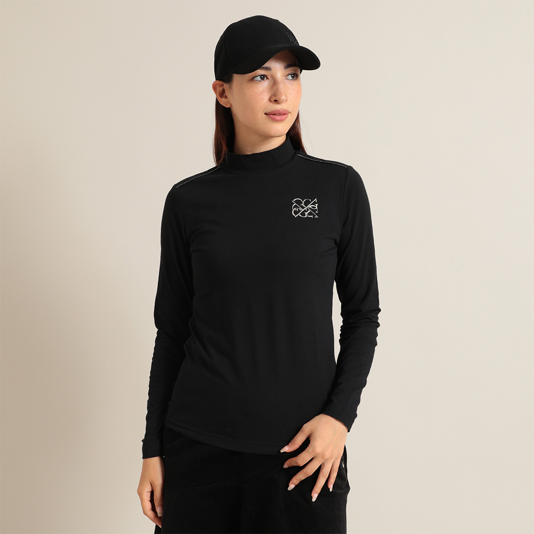 綿ベア天長袖モックネックシャツ (WOMENS)