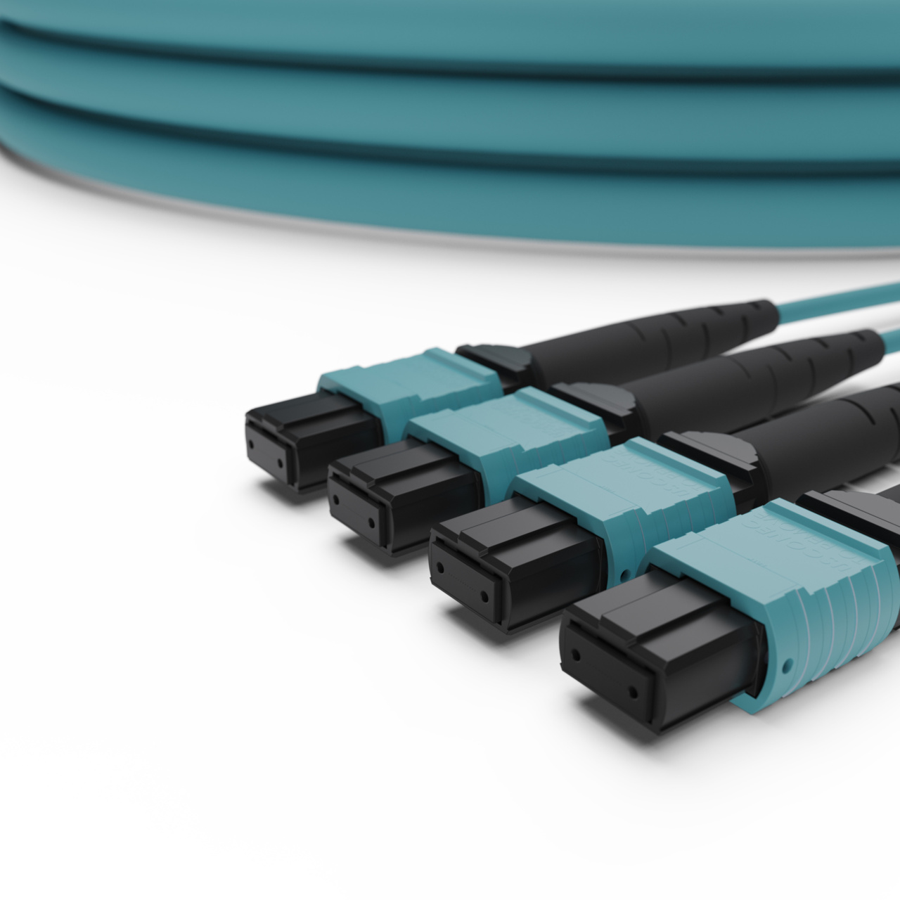 MPO-MPO 48F OM4 Angled Trunk connectors close up