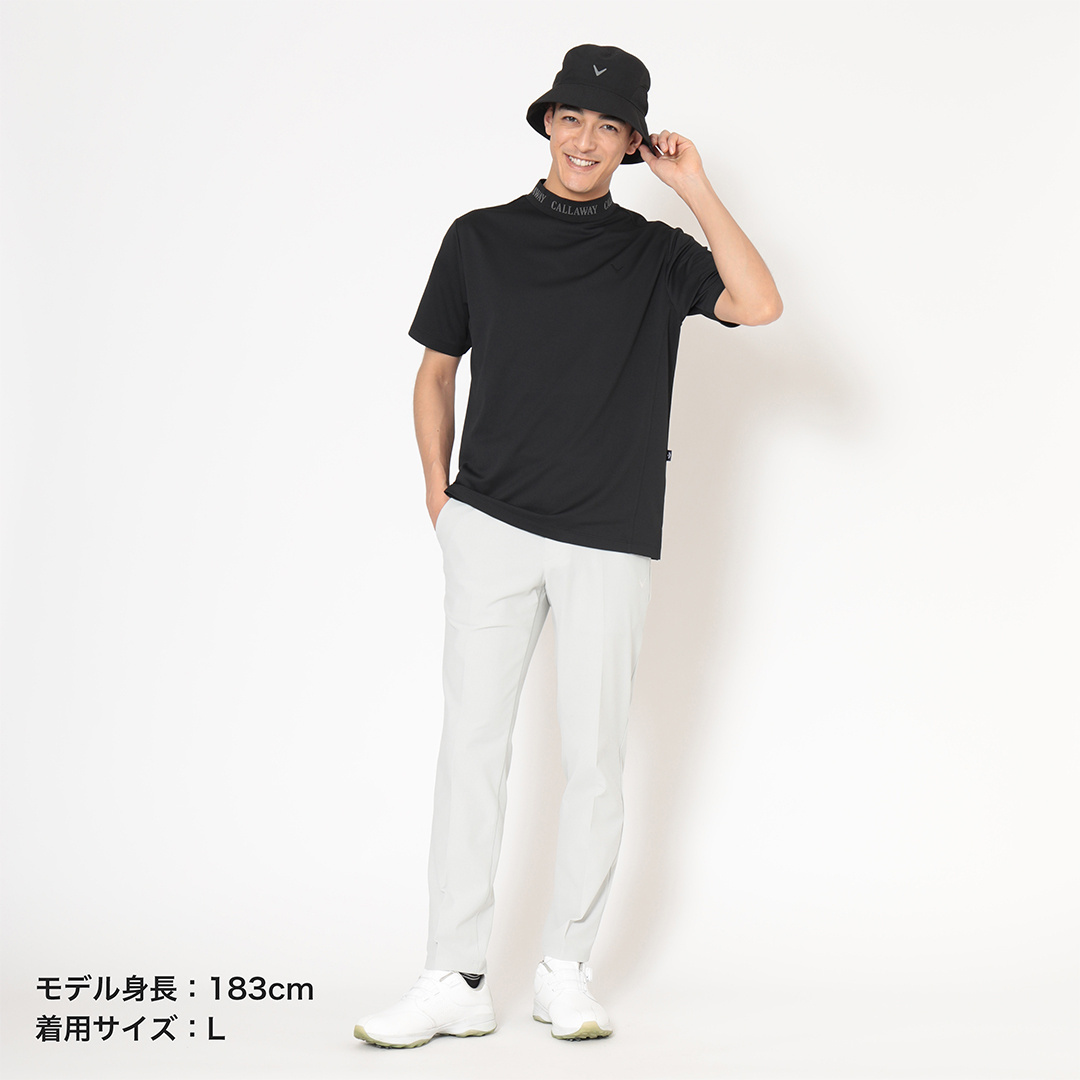 ミニワッフルジャカード衿半袖モックネック ※4Lサイズあり (MENS)
