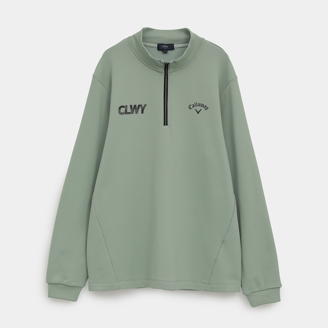 裏起毛ハーフジップモックネックシャツ (MENS)