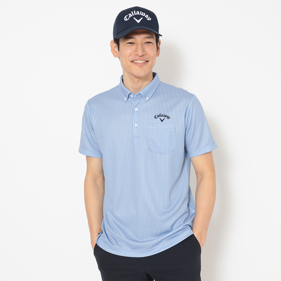 ハニカムメッシュ花柄半袖シャツ (MENS)
