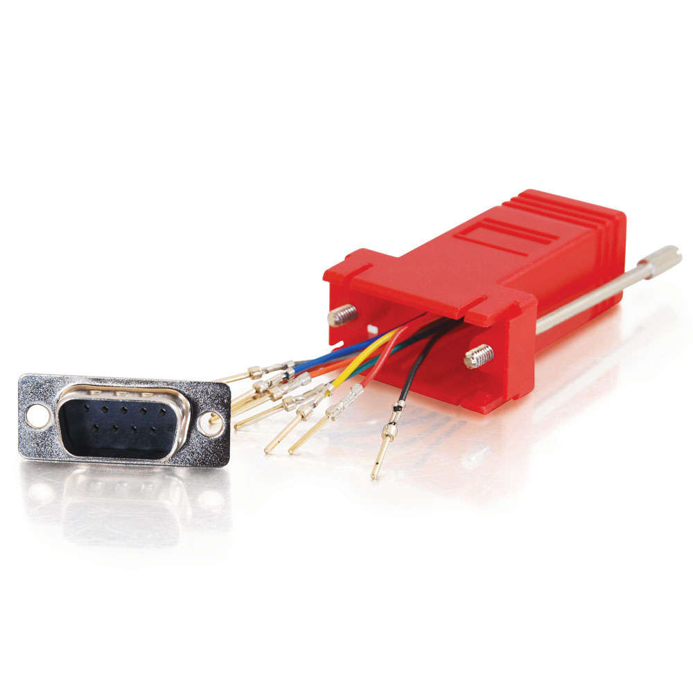 RJ45 to DB9 Male Serial RS232 Modular Adapter - Red