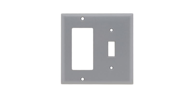 Combination Openings, 1 Toggle Switch and 1 Decorator, Two Gang, Gray