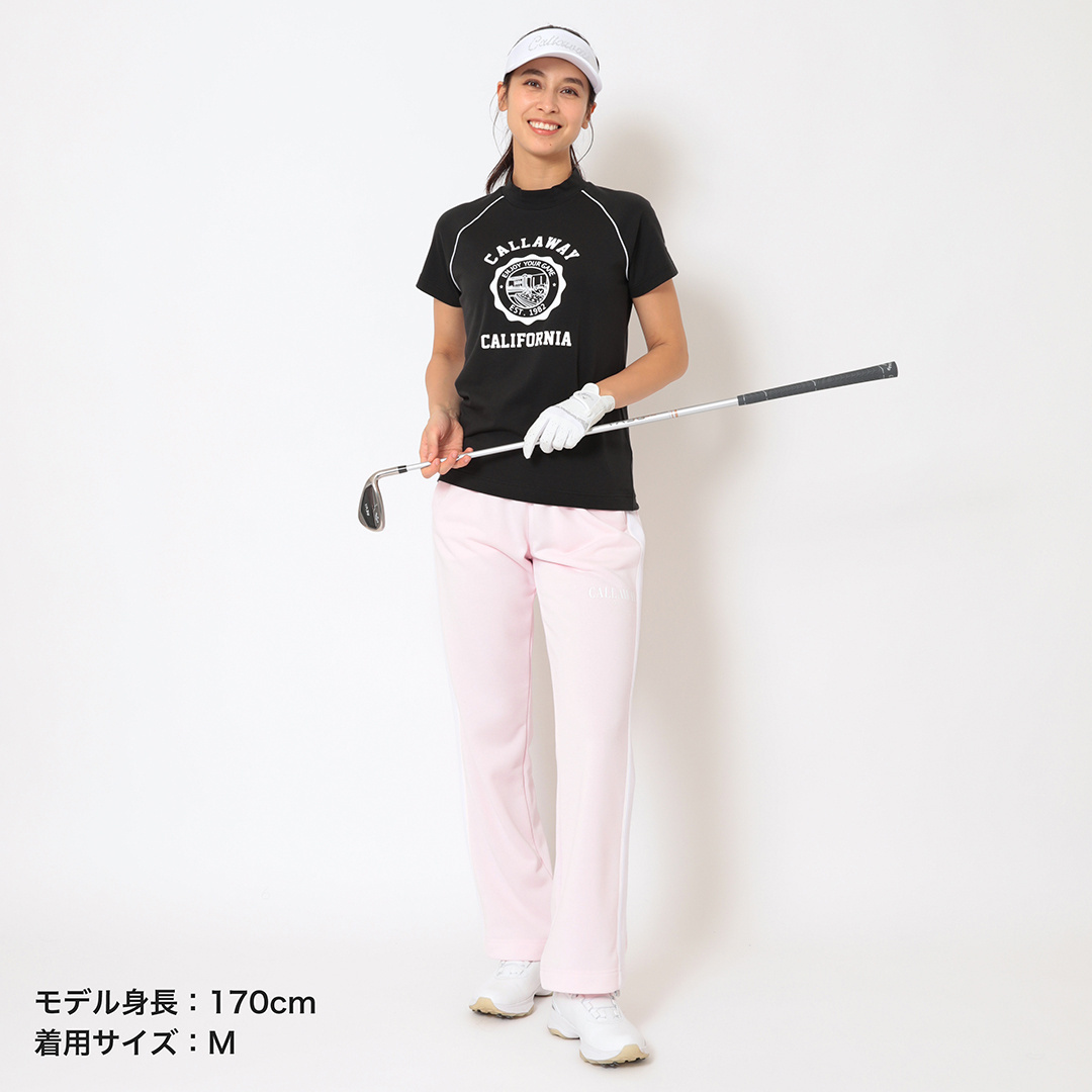 河本結プロ着用】コットンストレッチ半袖モックネックシャツ (WOMENS)