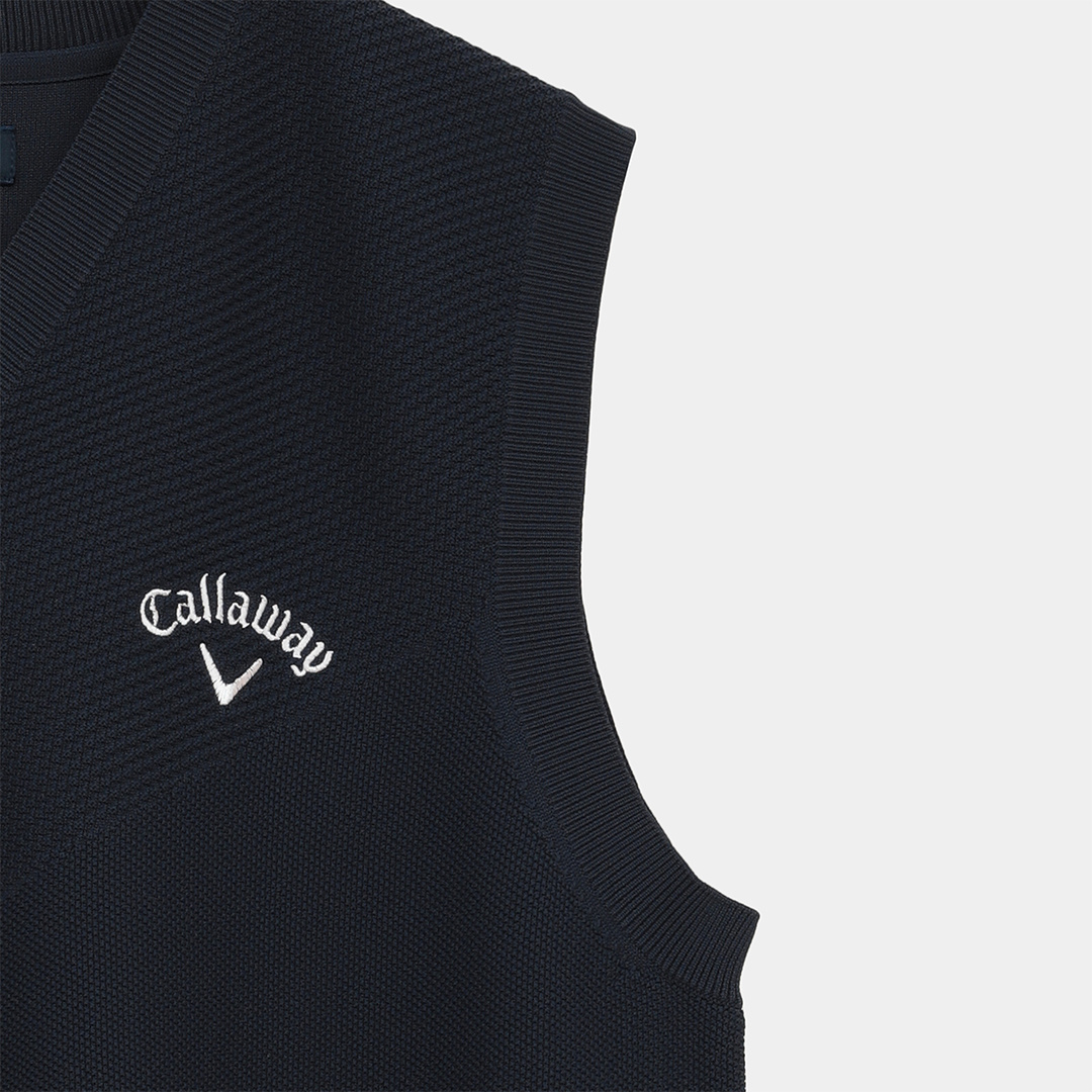 タック編みポリエステルニットベスト (MENS)