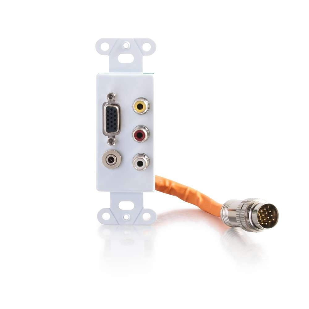 RapidRun Integrated VGA (HD15) + 3.5mm + Composite Video + Stereo Audio Wall Plate - White