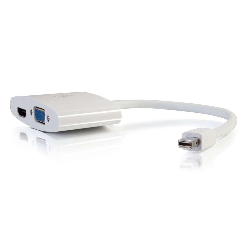 Mini DisplayPort Male to 4K HDMI or VGA Female Adapter Converter - White
