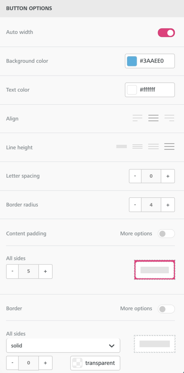 Email Builder - button - button options