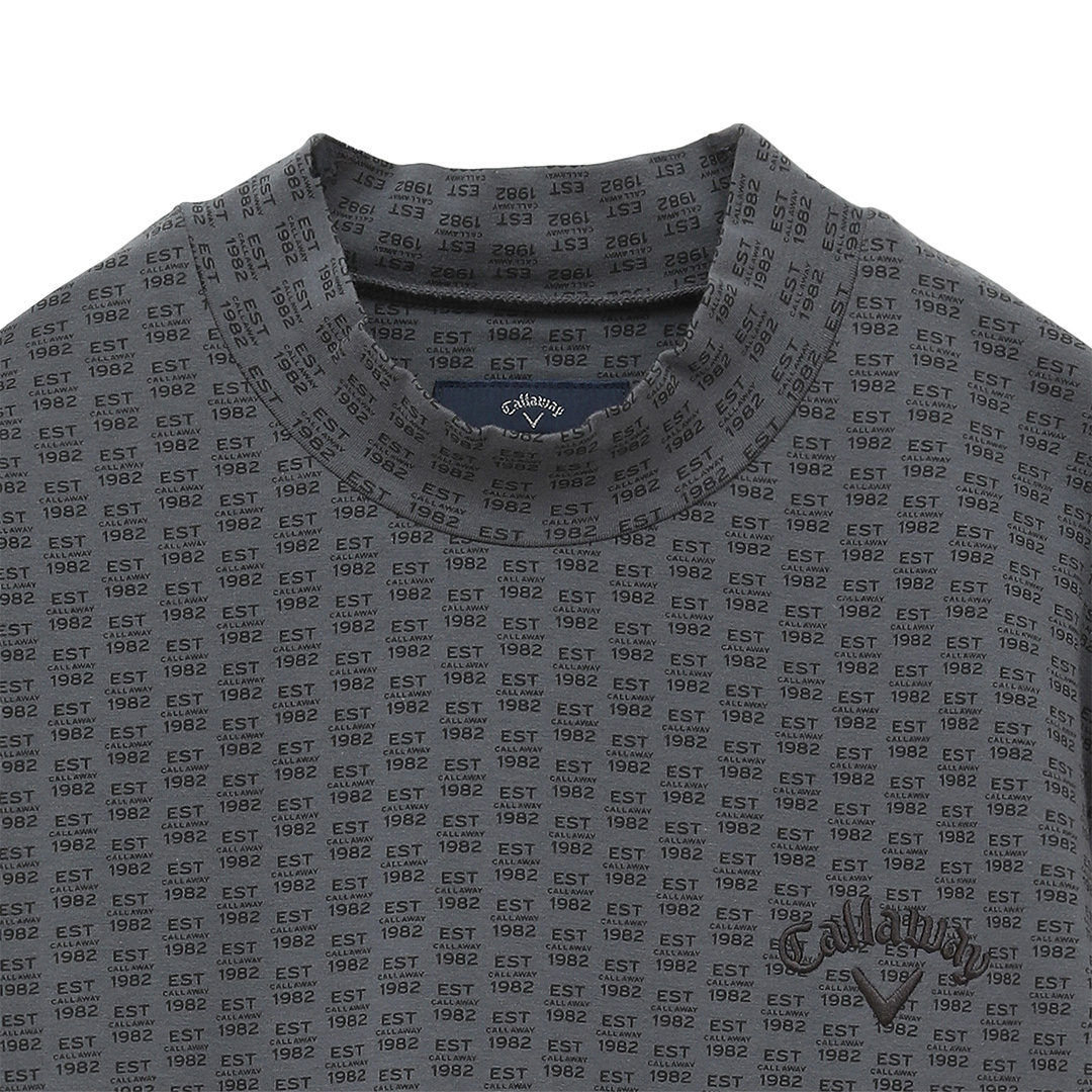 ロゴプリントストレッチ天竺モックネックシャツ (MENS)