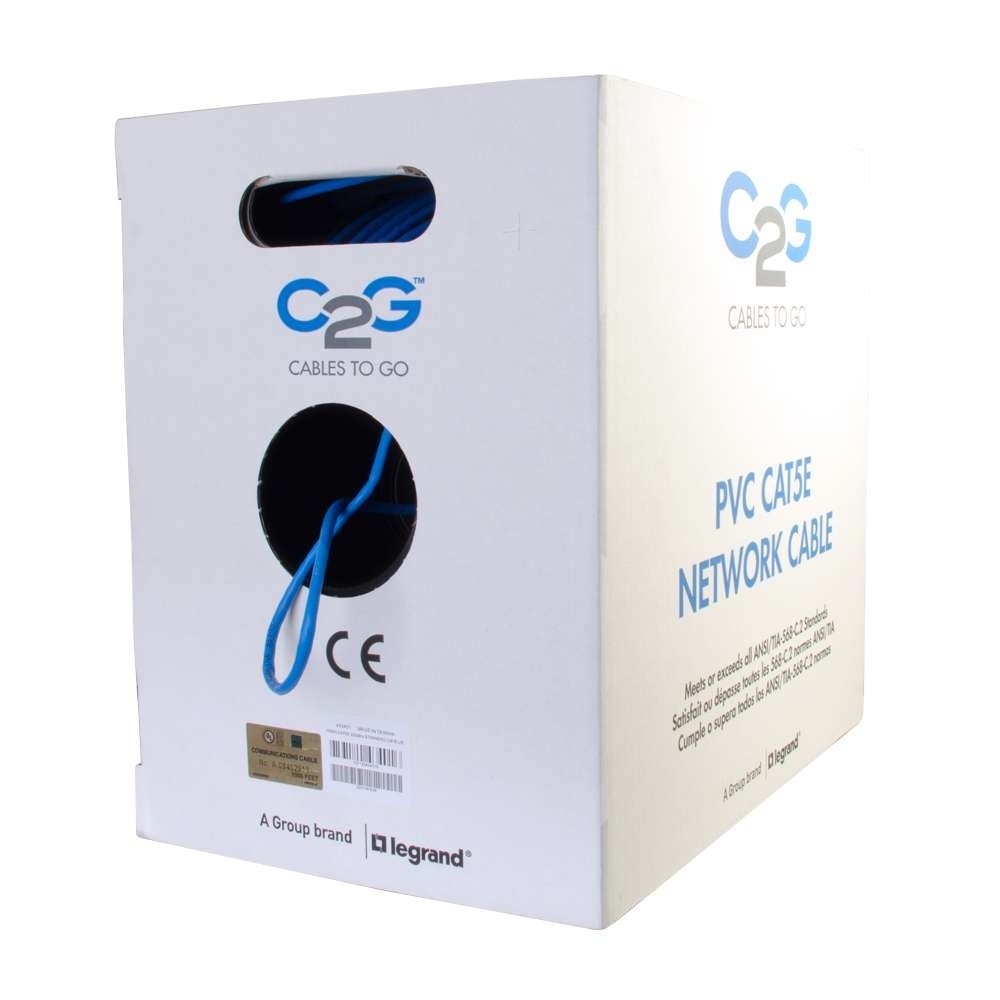 Cat5e Bulk Unshielded (UTP) Ethernet Network Cable with Stranded Conductors - In-Wall CM-Rated - Blue