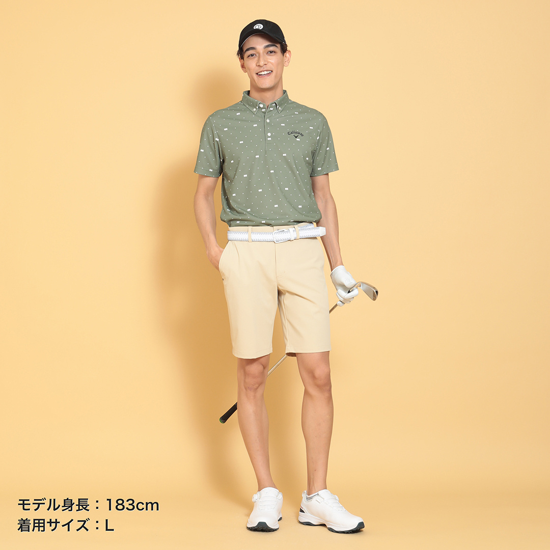 Bravest Studios シャツ　半袖 ポリエステルピケ飛び柄半袖BDシャツ (MENS)