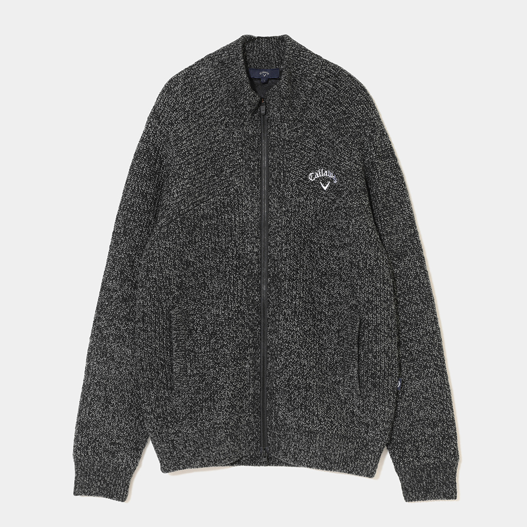 裏地付き畦編みフルジップニット ※4Lサイズあり (MENS)