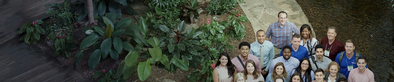 group of young professionals outside