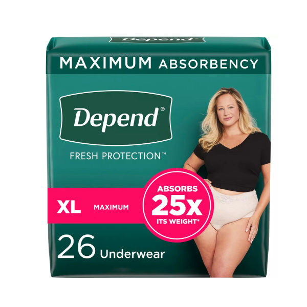 Depend Maximum Underwear for Women, X-Large - 26/bag (KC13406T Health & Beauty Health Care Incontinence Aids) photo